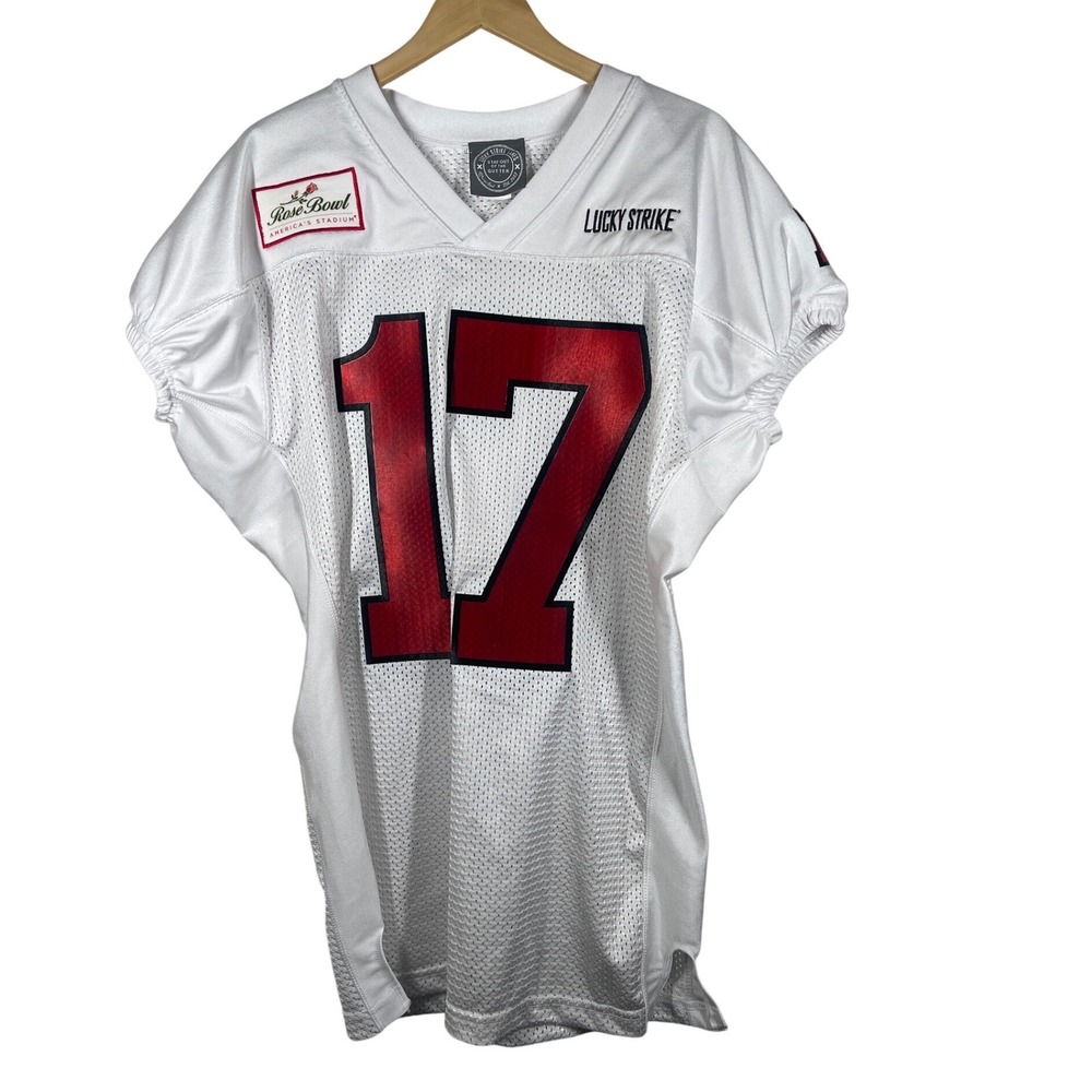 Lucky Strike Lanes LSU Rose Bowl Jersey White Red Emmons 17 Mens L/XL Mesh